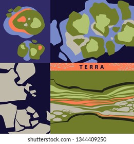 Abstract terra, earth, landscape pattern template background. Set modern design for banner, poster, flyer, presentation. EPS 10. 