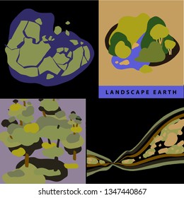 Abstract terra, earth, landscape pattern template background. Set modern design camouflage pattern. EPS 10.