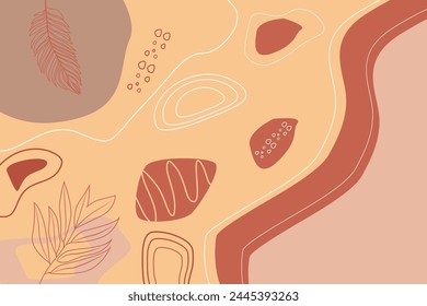 Fondo Abstractas de terracota con Formas de hojas tropicales