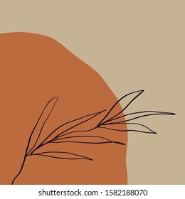 Abstract Terracotta Poster Wall Art Vector Mid Century Shapes Decorative Texture Background Layout Creative Universal Aesthetic Floral Card Social Media Post Packaging Design