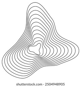 Patrones de terreno Abstractas. Líneas de contorno geométricas. Ondas de topografía lisa. Formas orgánicas de elevación.