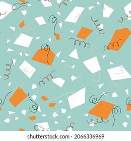 Abstract terrazzo, geometric pattern for floor. Piece of texture, marble background, mosaic. Pattern for tiles and decoration. Modern trendy flooring, tiles. Abstract book cover. Vector illustration