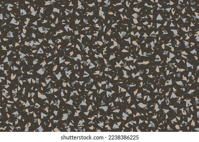 Abstract Terrazzo Pattern. Gray Mosaic Stone Background. Vector Seamless Classic Design. Marble Wall Granite Texture. Floor Venetian Irregular Art. Terrazzo Stone Vector Texture. Brown Venetian Print