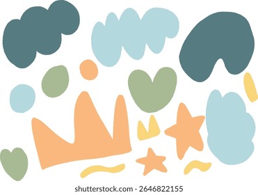 Abstract terrazzo pattern with a soft, retro-inspired color palette. Featuring gentle, organic stone shapes in muted pastel tones, this seamless vector design evokes a nostalgic yet modern feel.