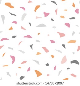 Abstract terrazzo seamless pattern. Geometric modern vector illustration. Marble rock stone texture.