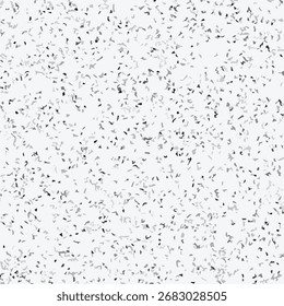 Abstraktes, nahtloses Terrazzo-Muster mit verstreuten Steinchips in Grau- und Schwarztönen auf weißer Hintergrundtextur.