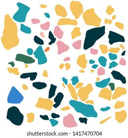 Abstract Terrazzo texture.  Hand crafted background  for print and textile. Nature and stone related illustration.