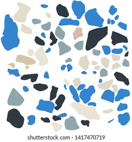 Abstract Terrazzo texture.  Hand crafted background  for print and textile. Nature and stone related illustration.