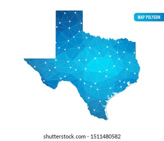 Abstract Texas Map geometric rumpled triangular low poly style gradient graphic on white background , line dots polygonal design for your . Vector illustration eps 10