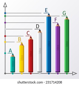 Abstract text banner with pencil for your creative presentation. Business education pencil staircase infographics option