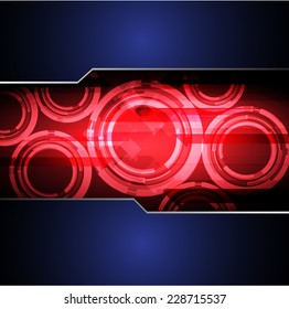 Abstract. text box. Brochure for computer graphic and technology. Dark blue red background. 