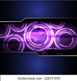 Abstract. text box. Brochure for computer graphic and technology. Dark blue purple background. 
