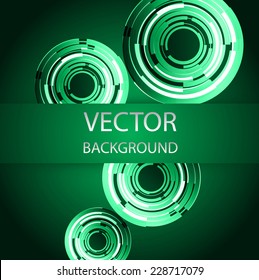 Abstract. text box. Brochure for computer graphic and technology. Dark green background. 
