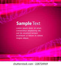 Abstract. text box. Brochure for computer graphic and technology. Dark pink background. 