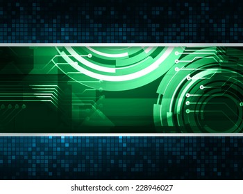 Abstract. text box. Brochure for computer graphic and technology. Dark green blue background. 