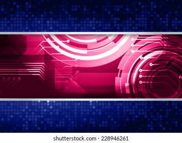 Abstract. text box. Brochure for computer graphic and technology. Dark blue pink background. 