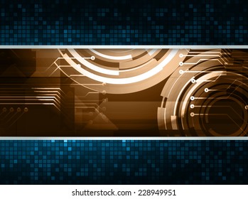 Abstract. text box. Brochure for computer graphic and technology. Dark brown background. 