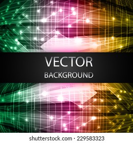 Abstract. text box. Brochure for computer graphic and technology. Dark green pink green background. 
