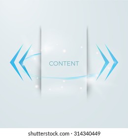 Abstract Text Box Design with Blue Arrows Background EPS10 Vector Illustration