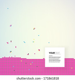 Abstract text box design with CMYK dots pattern background  Eps 10 vector illustration 