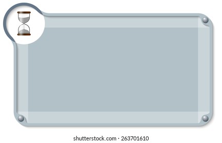 abstract text box for entering text and sand glass