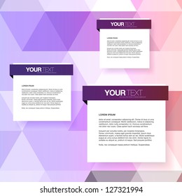 Abstract Text Boxes Design Vector With Colorful Triangles Background