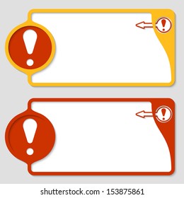 abstract text boxes with exclamation mark and arrow