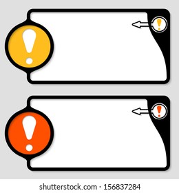 abstract text boxes with exclamation mark and arrow