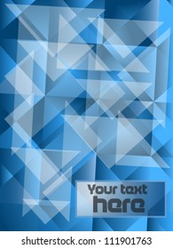 Abstract text brochure made from transparent blue objects