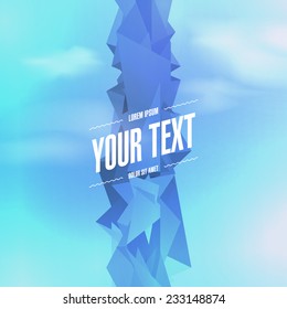 Abstract text design with 3d futuristic landscape background with blue sky and clouds. Eps 10 stock vector illustration 