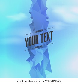 Abstract text design with 3d futuristic landscape background with blue sky and clouds. Eps 10 stock vector illustration 