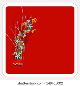 abstract text with flower and butterflies