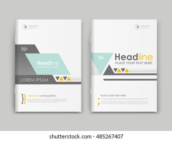 Abstract text frame surface. White a4 brochure cover design. Title sheet model set. Financial analytic. Green, black lines, triangle icon. Vector front page font. Ad banner form texture. Flier fiber