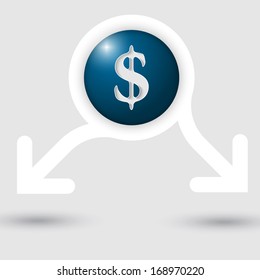 abstract text frame with two arrows and dollar sign