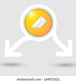 abstract text frame with two arrows and  envelope