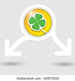 abstract text frame with two arrows and  cloverleaf