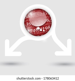 abstract text frame with two arrows texture of numbers and speech bubble