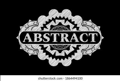 Abstract text inside chalk emblem. Chalkboard graceful background. Intense illustration. 