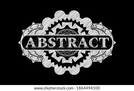 Abstract text inside chalk emblem. Chalkboard graceful background. Intense illustration. 