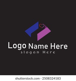 Abstract text logo design with geometric shape for creative agency, technology firm and modern business branding template