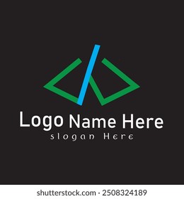 Abstract text logo design for technology, coding, and creative agency brand identity.