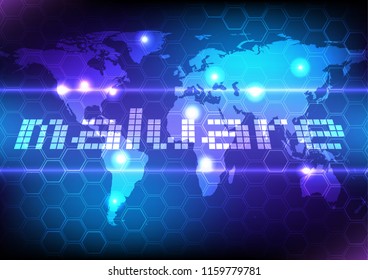 abstract  text  malware background concept. technology attack on malware. illustration vector design