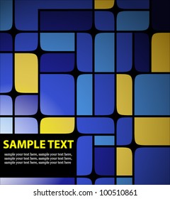 Abstract text template made from blue and yellow squares