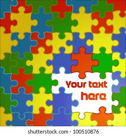 Abstract text template made from colorful puzzle pieces
