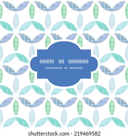 Abstract textile blue green leaves frame seamless pattern background