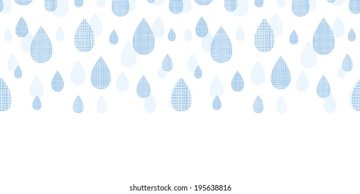 Abstract textile blue rain drops horizontal seamless pattern background