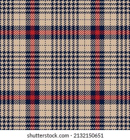 Motif abstrait de contrôle textile tweeté en bleu marine, rouge, beige. Illustration vectorielle harmonieuse écossaise pour les vêtements, jupes, couvertures, écharpes, autres imprimés modernes de tissus d'hiver printanier.