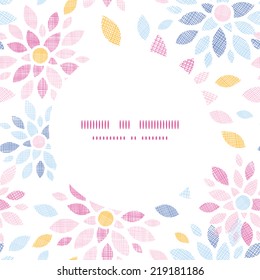 Abstract textile colorful flowers round frame seamless pattern background