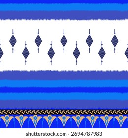 Abstraktes Textildesign mit Tribal Geometric Ikat Motiven