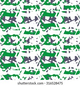 Abstract textile pattern with black, green and white elements